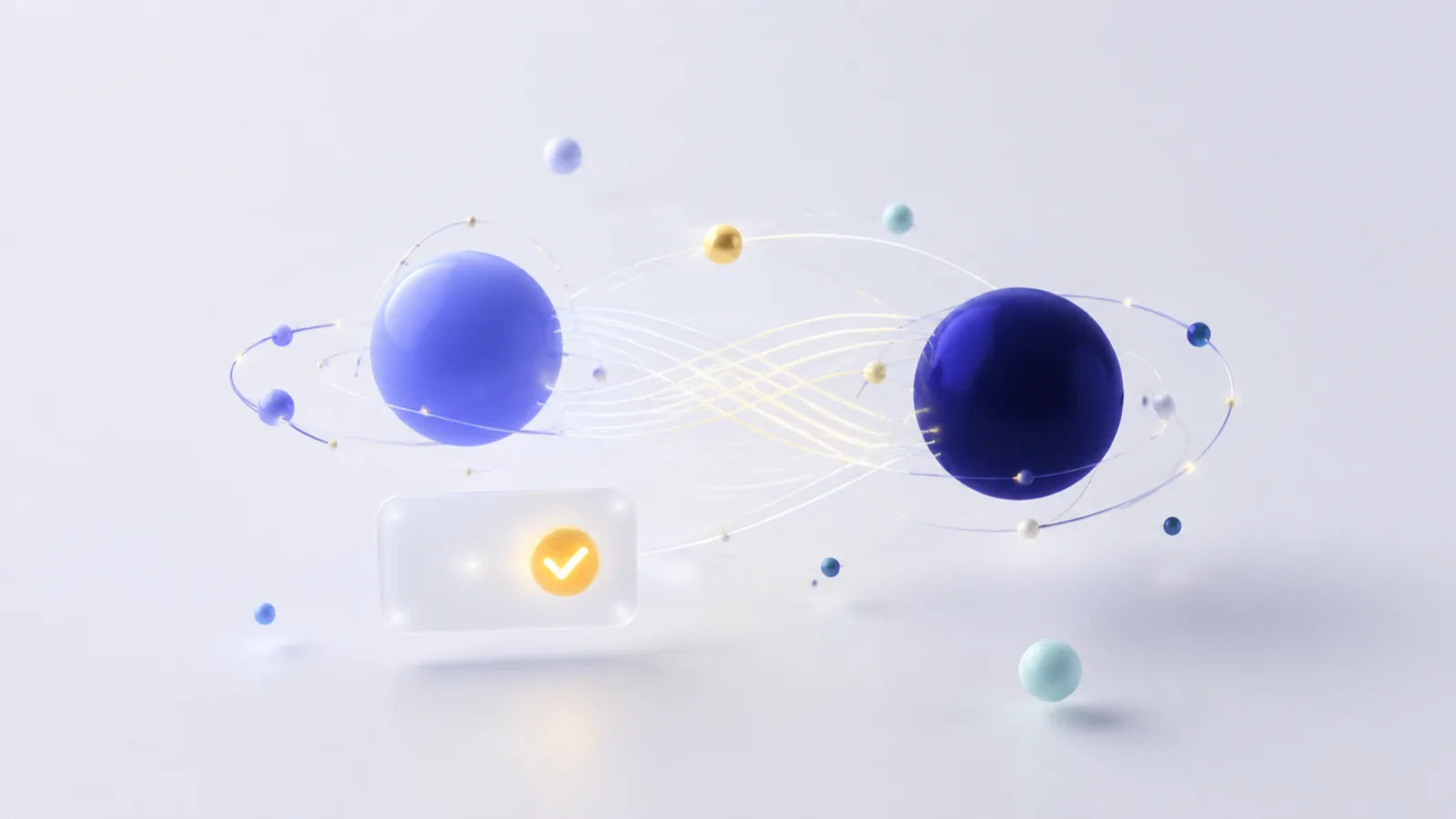 Two connected spheres representing comparison and matching